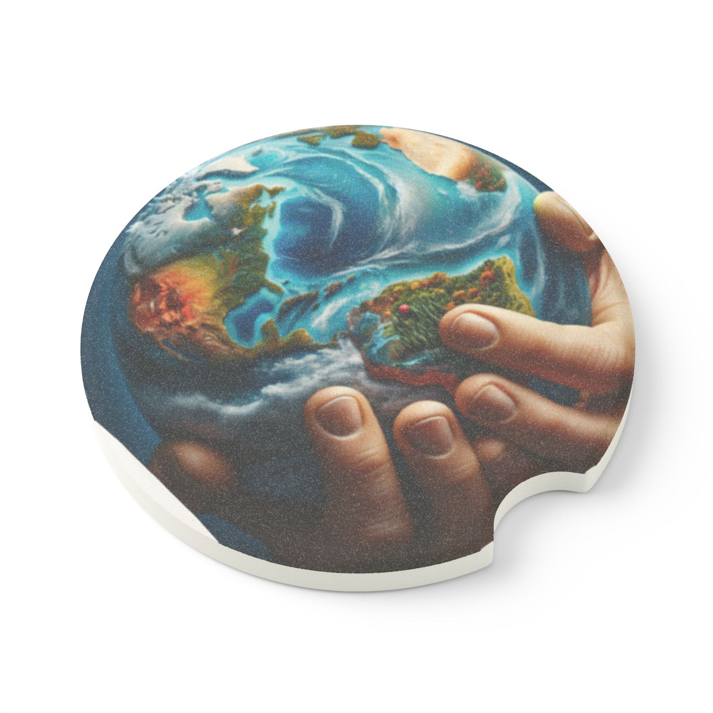 Whole world in my hands Soapstone Car Coaster