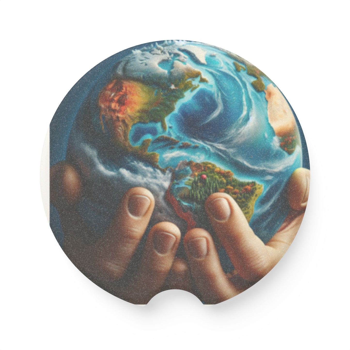 Whole world in my hands Soapstone Car Coaster