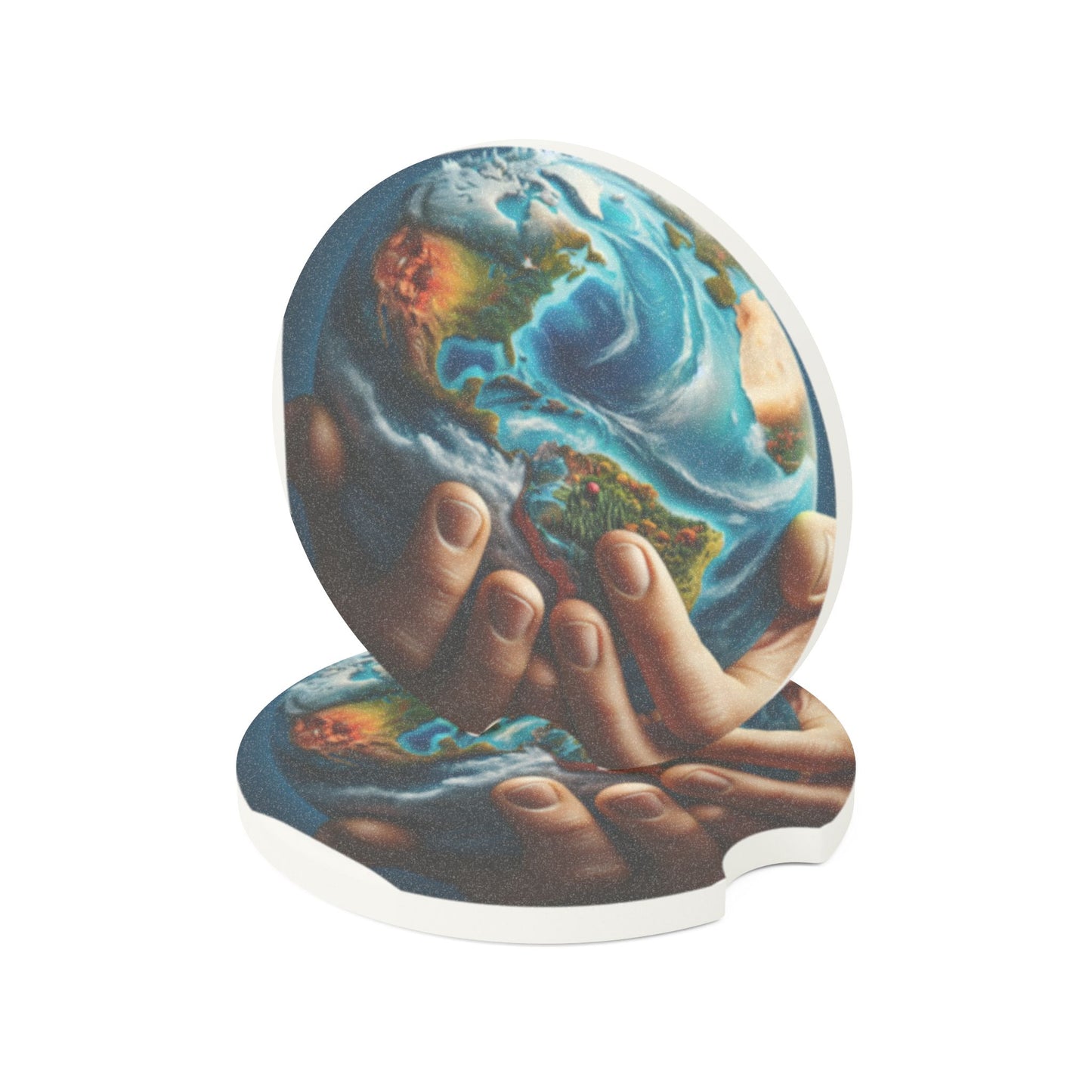 Whole world in my hands Soapstone Car Coaster